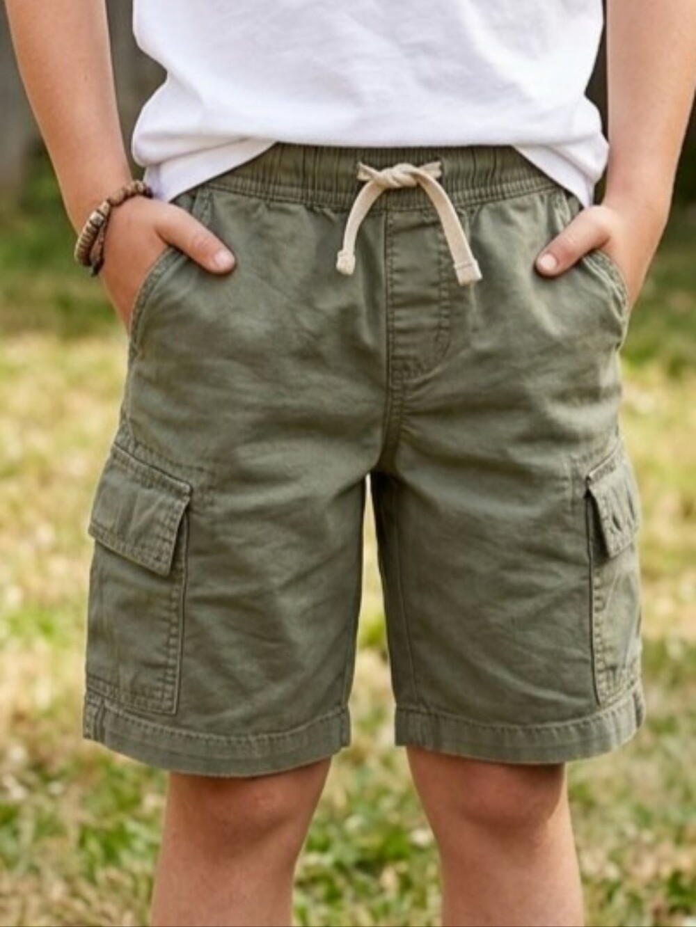 Boy's Cargo Shorts with Drawstring Waist. Size 14 (XL)